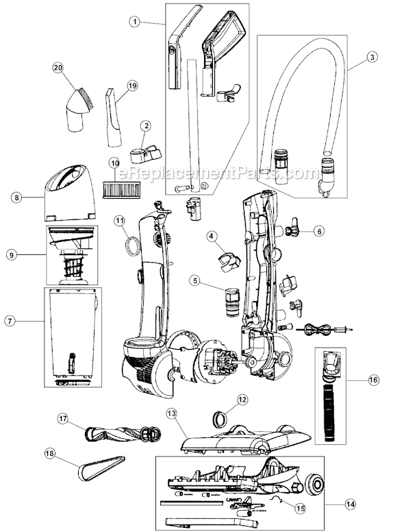 Page A Diagram and Parts List for UD40035  Dirt Devil Upright Vacuum